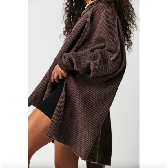 Free People One Gannet Hoodie Waffle Knit Pullover Small NEW - Picture 2 of 5